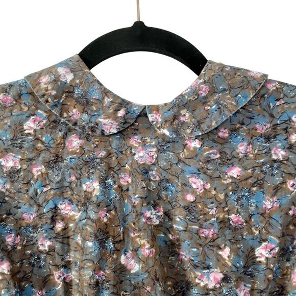 Vintage Girls Prairie Twirl Dress Pinafore Purple Tie Waist Collared Pinnie - Picture 8 of 16